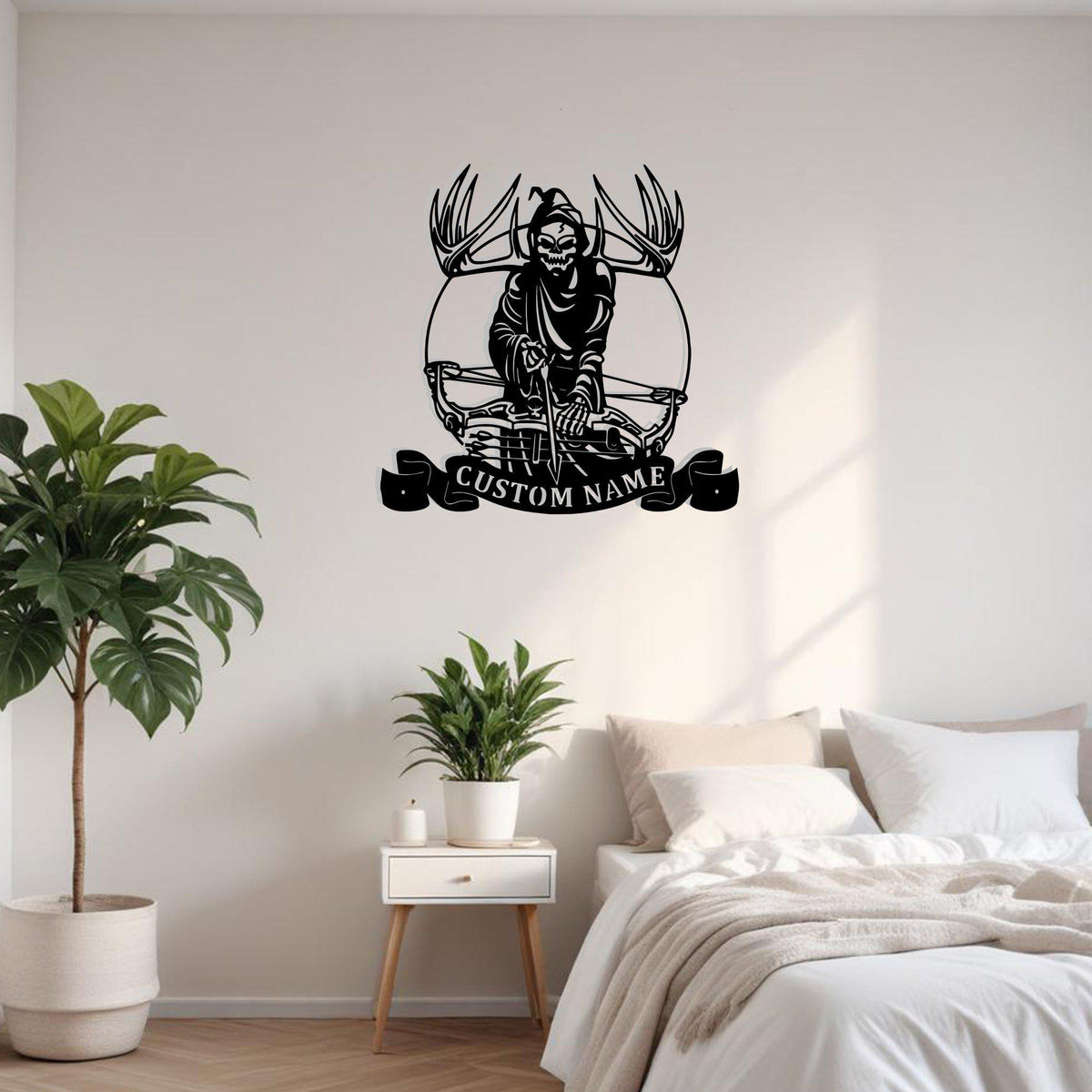 Custom Grim Reaper Bow Hunting Metal Sign Wall Art With Led Light Personalized Bow Hunting Name Sign Decoration For Room Bow Hunting Home Decor