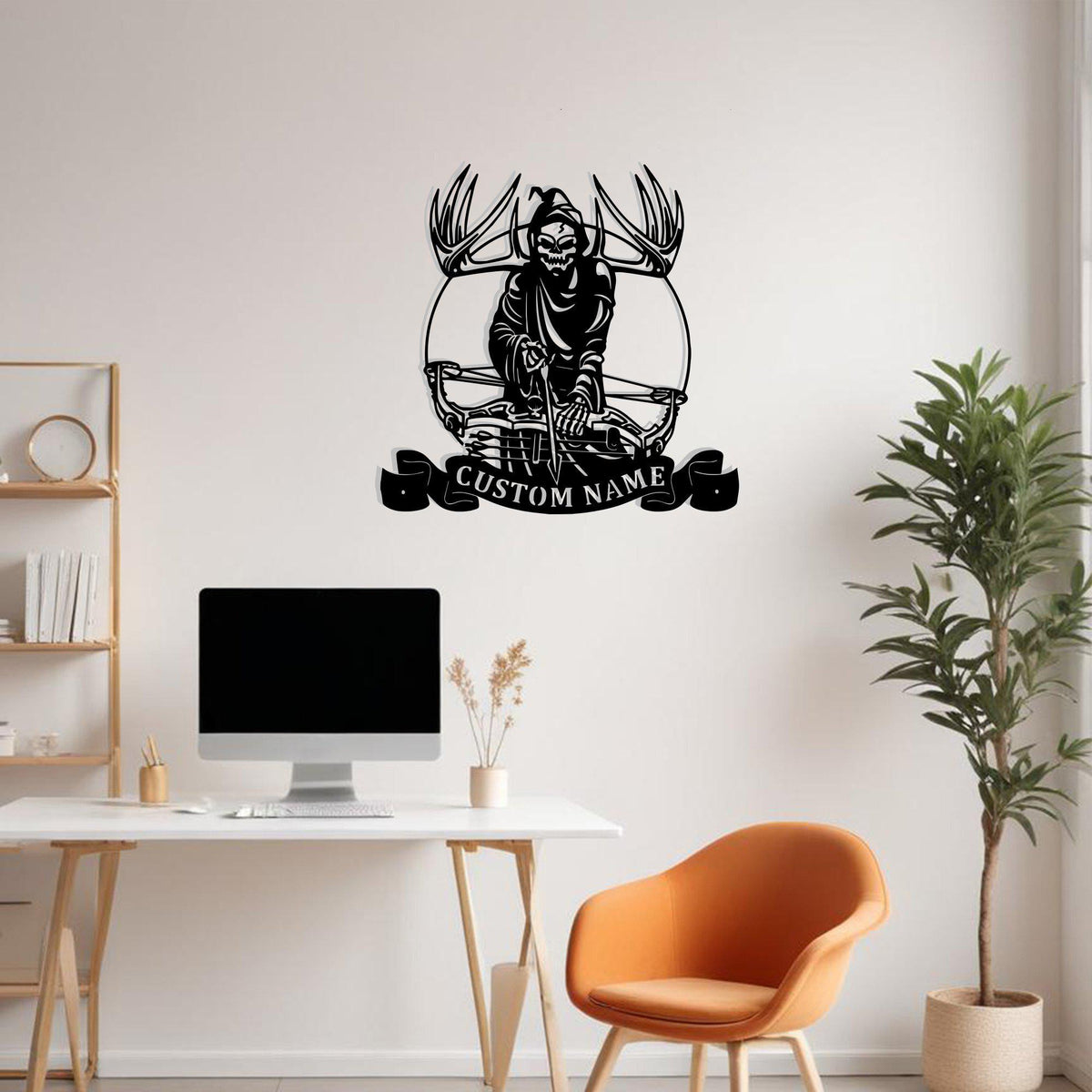 Custom Grim Reaper Bow Hunting Metal Sign Wall Art With Led Light Personalized Bow Hunting Name Sign Decoration For Room Bow Hunting Home Decor