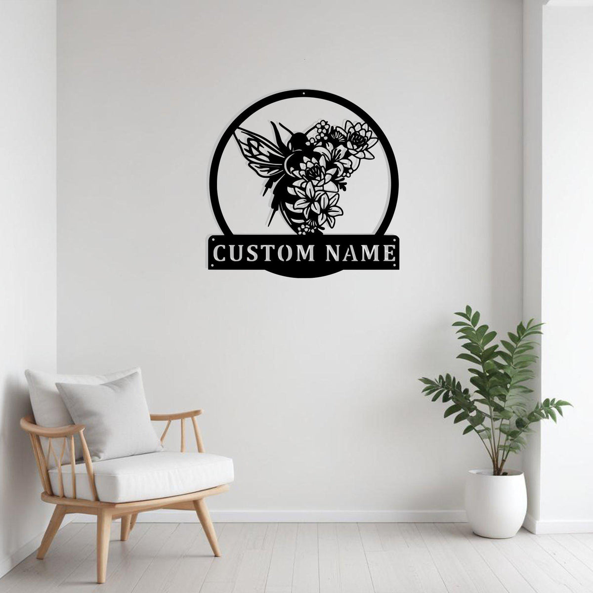 Custom Floral Bee Metal Sign Wall Art Personalized Beekeeper Decoration For Room Bee Metal Home Decor Custom Floral Bee Honey Bees Bee Lover