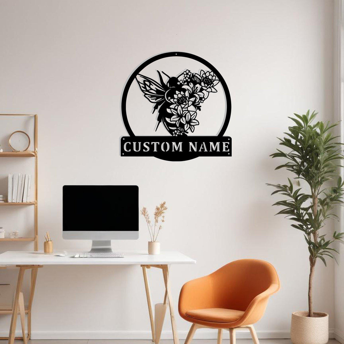 Custom Floral Bee Metal Sign Wall Art Personalized Beekeeper Decoration For Room Bee Metal Home Decor Custom Floral Bee Honey Bees Bee Lover