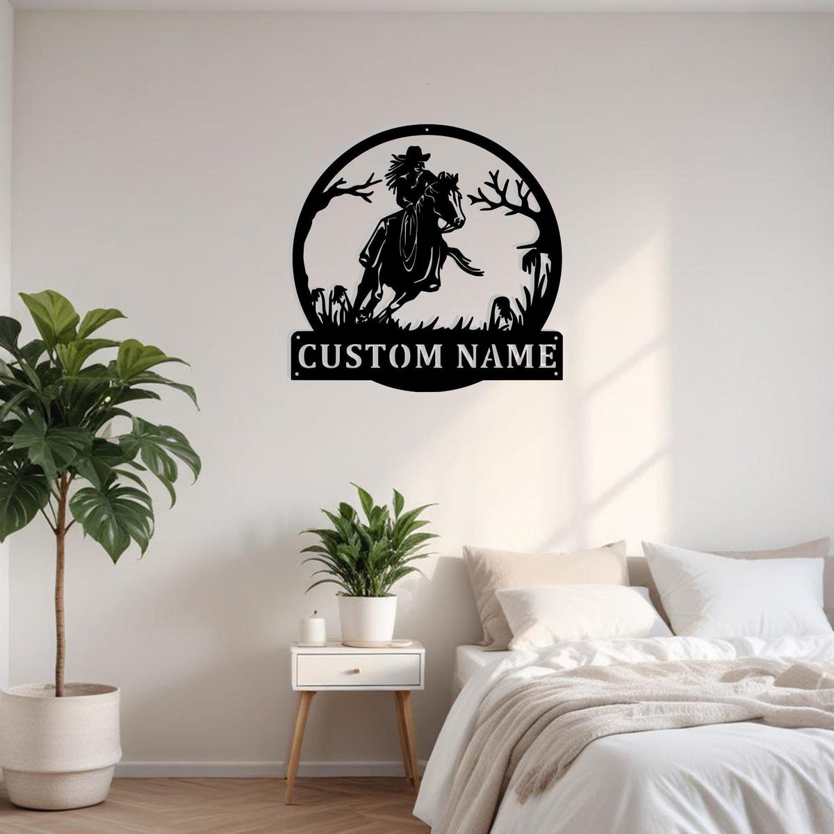 Custom Cowgirl On Horse Metal Sign Wall Art Personalized Cowgirl Decoration For Room Cowgirl Home Decor Horse Farm Decor Cowgirl Gifts Art