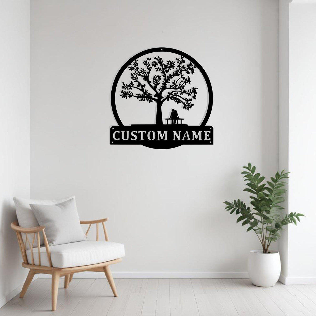 Custom Couple Love Tree Heart Metal Sign Wall Art Personalized Couple Love Decoration For Room Tree Home Decor Lover Gift Lovers Tree Decor