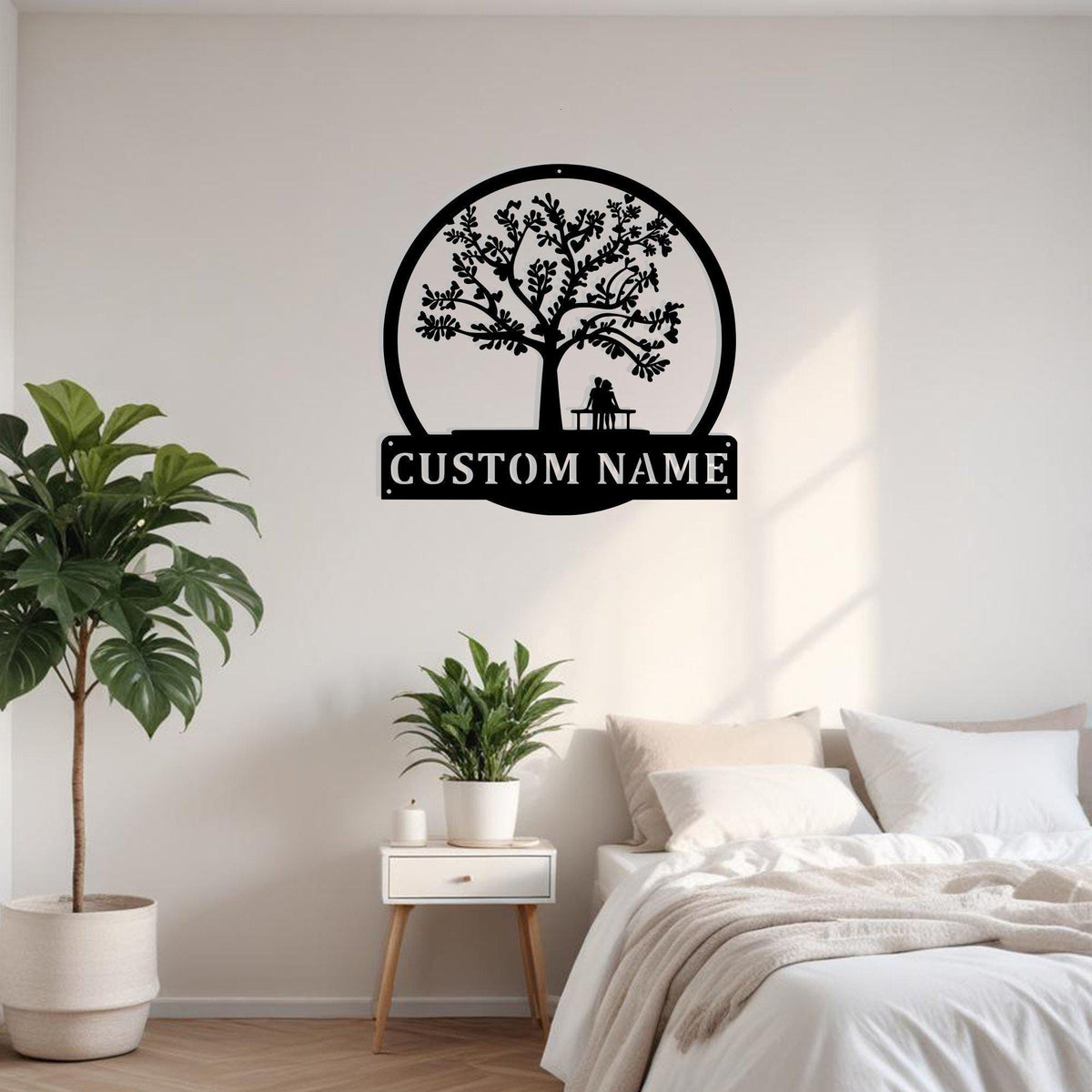Custom Couple Love Tree Heart Metal Sign Wall Art Personalized Couple Love Decoration For Room Tree Home Decor Lover Gift Lovers Tree Decor