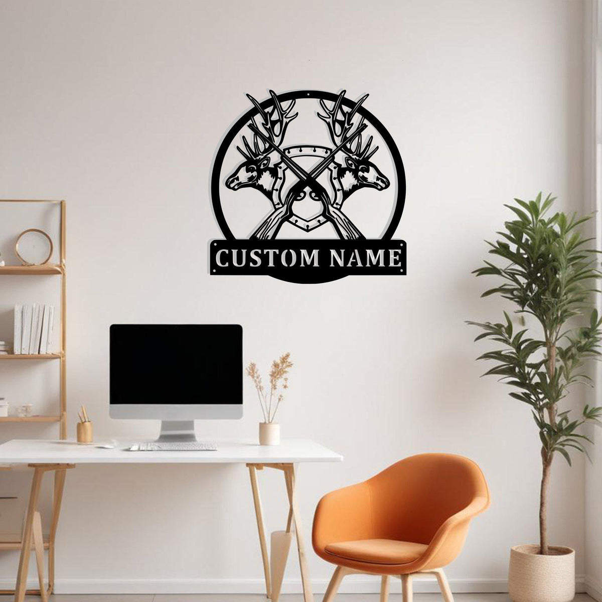 Custom Elk Heads And Crossed Metal Sign Wall Art Personalized Elk Hunter Decoration For Room Elk Hunting Metal Home Decor Couple Deer Head