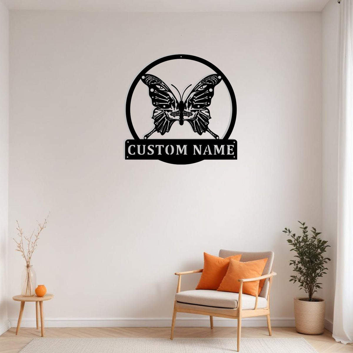 Custom Butterfly Skull Metal Sign Wall Art Personalized Butterfly Decoration For Room Butterfly Home Decor Butterfly Lovers Butterfly Decor