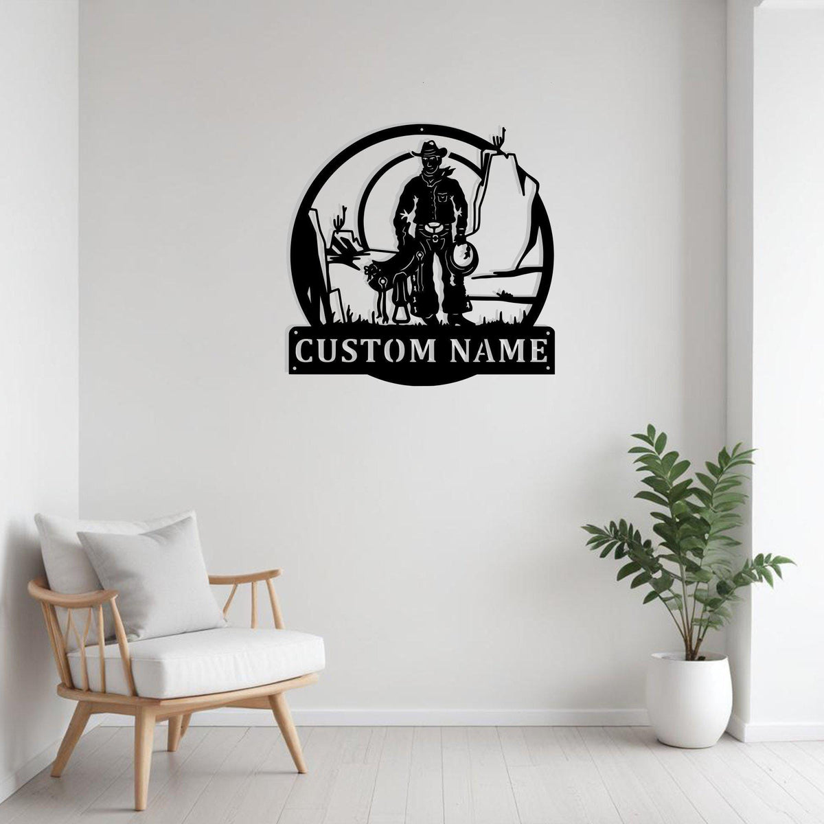 Custom Cowboy With Saddle Metal Sign Wall Art Personalized Cowboy Decoration For Room Cowboy Home Decor Cowboy Saddle Cowboy Gift Wall Decor