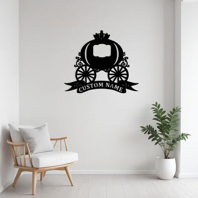 Custom Pumpkin Cart Metal Sign Wall Art Personalized Pumpkin Cart Decoration For Room Pumpkin Cart Nursery Decor Fairy Tale Lovers Wall Decor