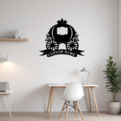 Custom Pumpkin Cart Metal Sign Wall Art Personalized Pumpkin Cart Decoration For Room Pumpkin Cart Nursery Decor Fairy Tale Lovers Wall Decor