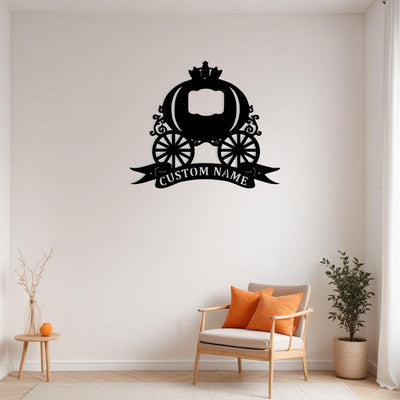 Custom Pumpkin Cart Metal Sign Wall Art Personalized Pumpkin Cart Decoration For Room Pumpkin Cart Nursery Decor Fairy Tale Lovers Wall Decor