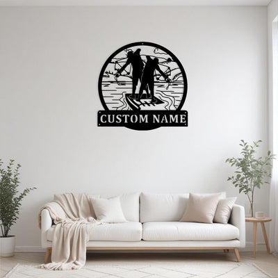 Custom Bowfishing Father And Son Metal Sign Wall Art Personalized Bowfishing Decoration For Room Bowfishing Home Decor Fishing Enthusiasts