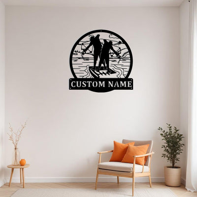 Custom Bowfishing Father And Son Metal Sign Wall Art Personalized Bowfishing Decoration For Room Bowfishing Home Decor Fishing Enthusiasts