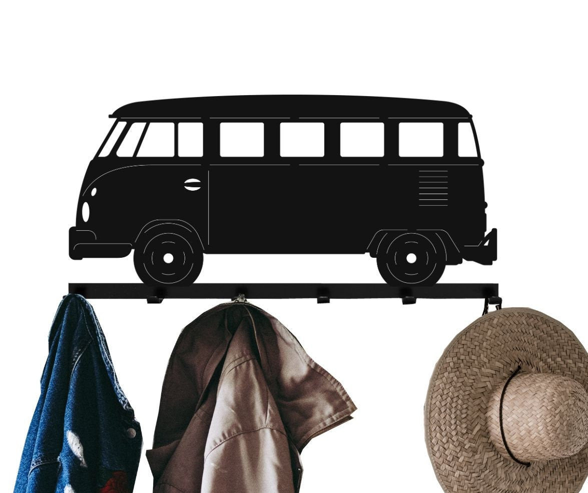 Vw Transporter T1 Metal Hooks Rack - Classic Van Decor Perfect Gift For Vintage Car Fans Stylish Key Holder Wall Home Garage Accessory