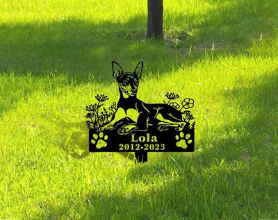Personalized Miniature Pinscher Dog Grave Marker Garden Stakes ��� Dog Sympathy Gift, Cemetery Decor, Memorial Custom Metal Signs