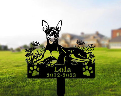 Personalized Miniature Pinscher Dog Grave Marker Garden Stakes ��� Dog Sympathy Gift, Cemetery Decor, Memorial Custom Metal Signs