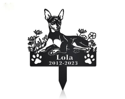 Personalized Miniature Pinscher Dog Grave Marker Garden Stakes ��� Dog Sympathy Gift, Cemetery Decor, Memorial Custom Metal Signs