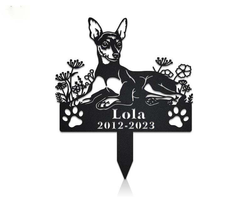 Personalized Miniature Pinscher Dog Grave Marker Garden Stakes ��� Dog Sympathy Gift, Cemetery Decor, Memorial Custom Metal Signs