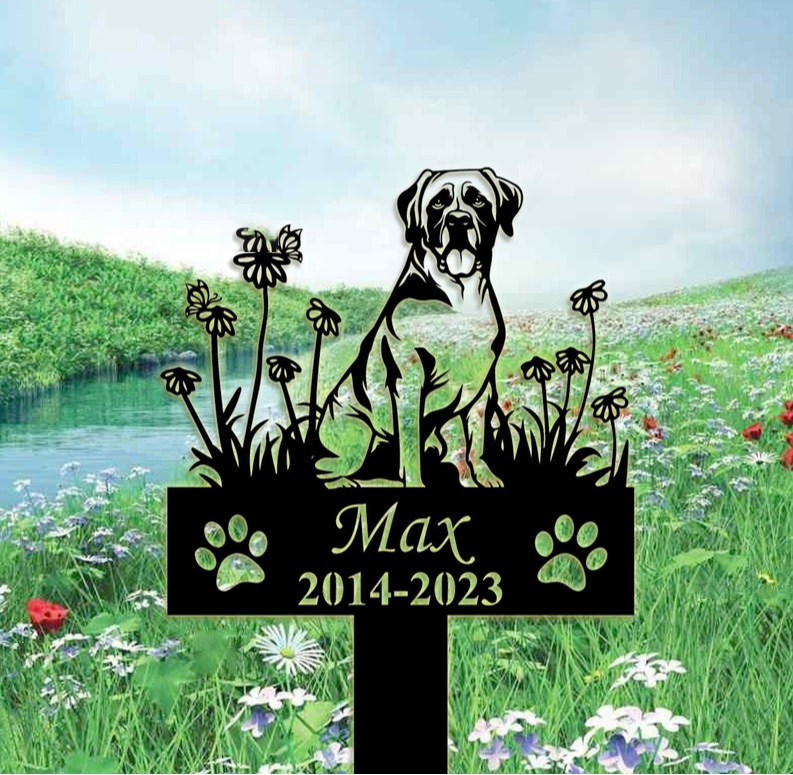 Personalized Dog Memorial Stake Bull Mastiff Dog Grave Marker Dog Memorial Gifts Custom Metal Signs