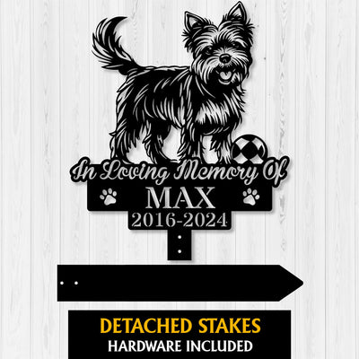 Personalized Yorkshire Terrier Grave Marker ��� Custom Playful Dog Memorial Stake for Pet Loss Tribute