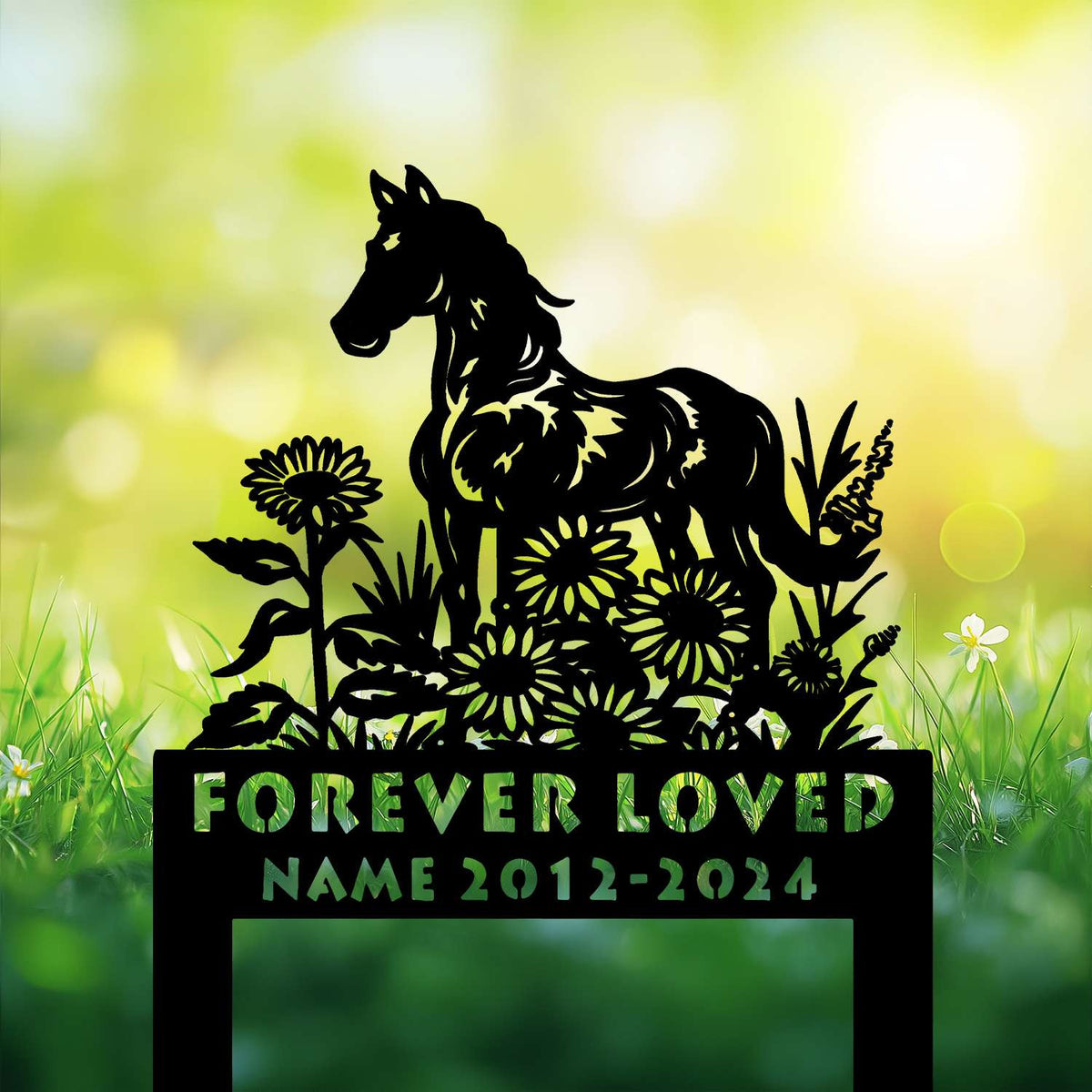 Personalized Memorial Garden Stakes, Sunflowers Horse Grave Marker, Loss of Horse, Sympathy Gifts, Horse Cemetary Decor