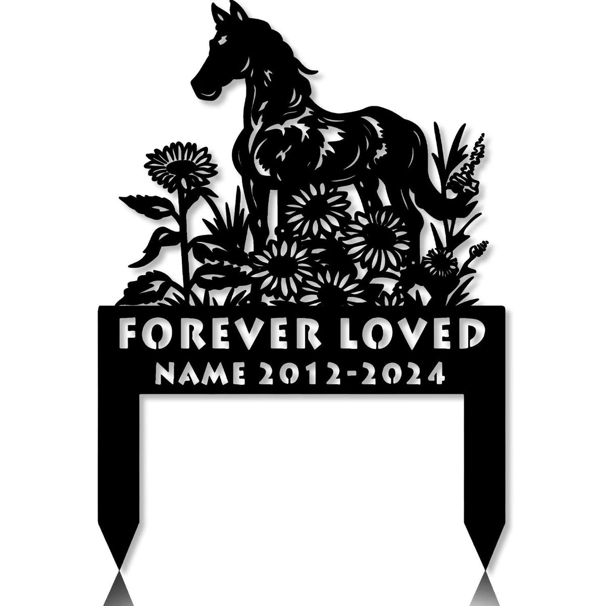 Personalized Memorial Garden Stakes, Sunflowers Horse Grave Marker, Loss of Horse, Sympathy Gifts, Horse Cemetary Decor