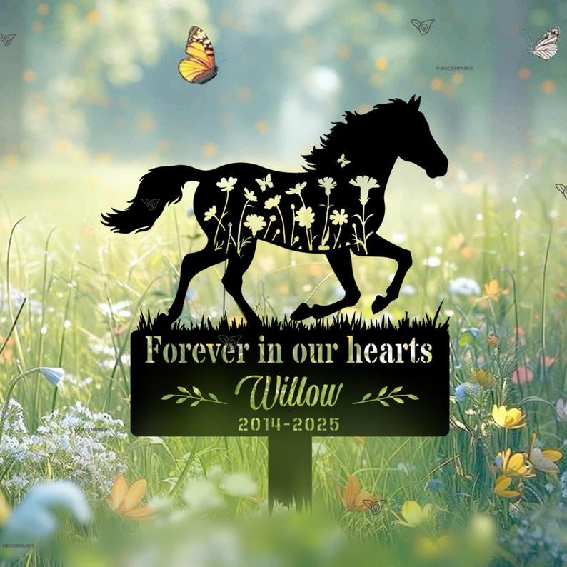 Personalized Horse Memorial Sign Metal, Horse Stake, Grave Marker, Horse Sign With Stake, Sympathy Sign, Remembrance Stake, Horse Lover Gift