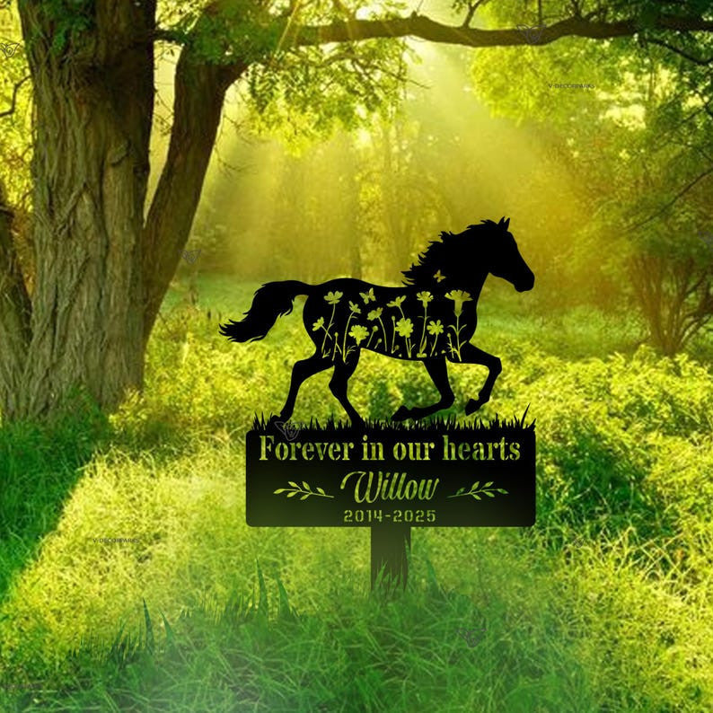 Personalized Horse Memorial Sign Metal, Horse Stake, Grave Marker, Horse Sign With Stake, Sympathy Sign, Remembrance Stake, Horse Lover Gift