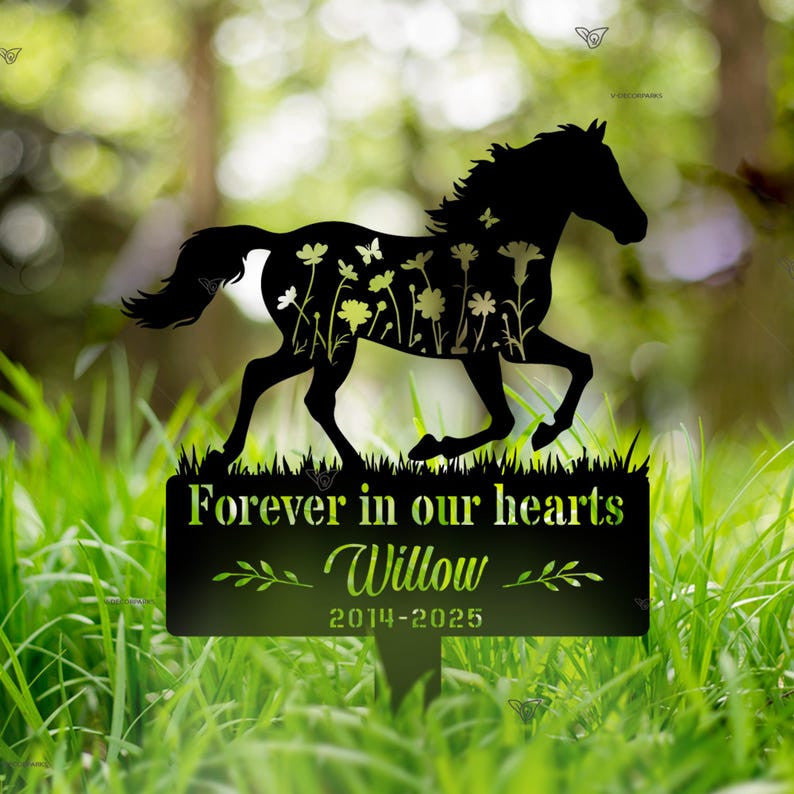 Personalized Horse Memorial Sign Metal, Horse Stake, Grave Marker, Horse Sign With Stake, Sympathy Sign, Remembrance Stake, Horse Lover Gift
