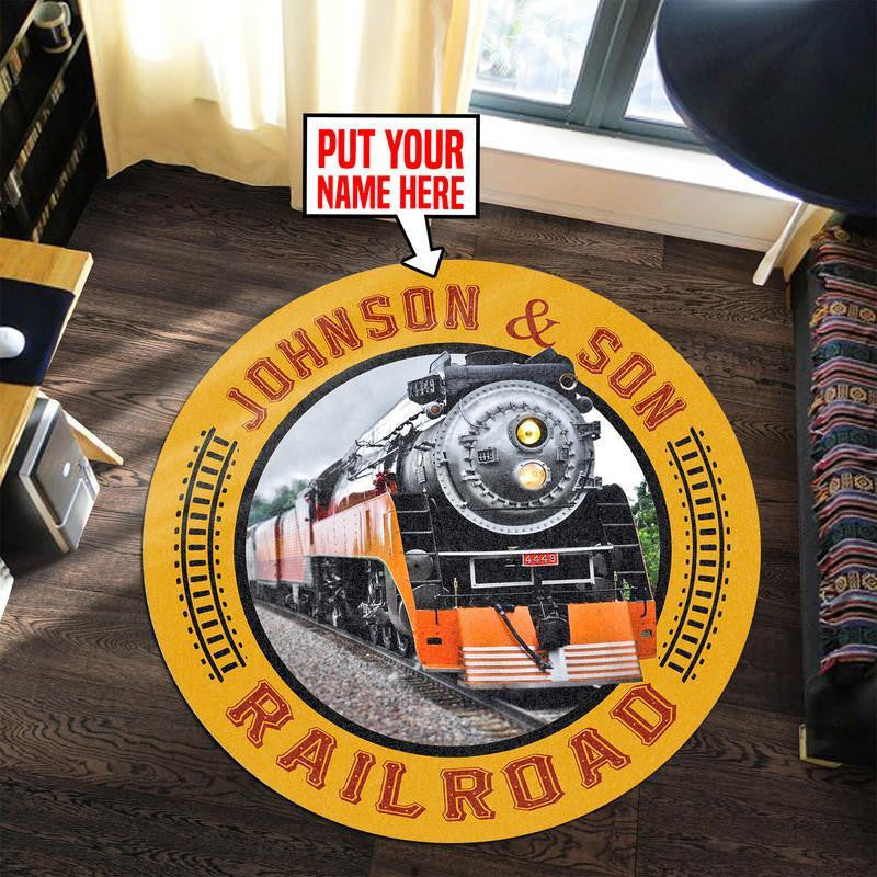 Personalized Sp Southern Pacific Line Steam Locomotive The Coast Daylight Train Vintage Round Mat Round Floor Mat Room Rugs Carpet Outdoor Rug Washable Rugs