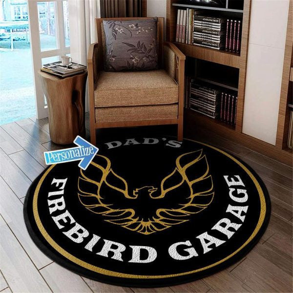 Personalize Dad's Firebird Garage Round Mat Round Floor Mat Room Rugs Carpet Outdoor Rug Washable Rugs