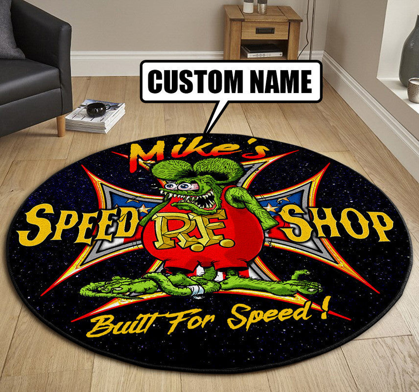 Personalized Hot Rod Built For Speed Round Mat Round Floor Mat Room Rugs Carpet Outdoor Rug Washable Rugs
