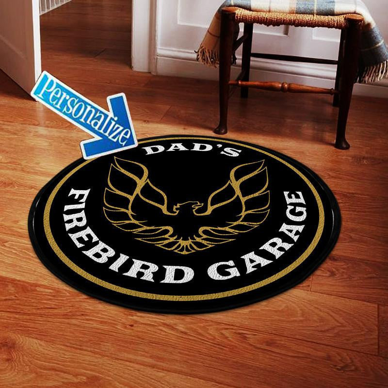 Personalize Dad's Firebird Garage Living Room Round Mat Circle Rug