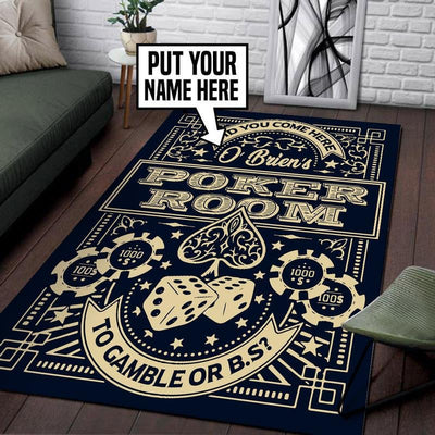 Personalized Poker Game Room Living Room Area Rug, Gift For Gamer