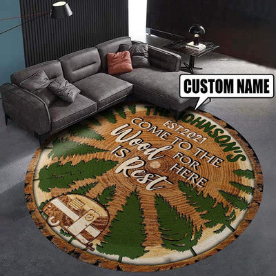 Personalized Camping Living Room Round Mat Circle Rug