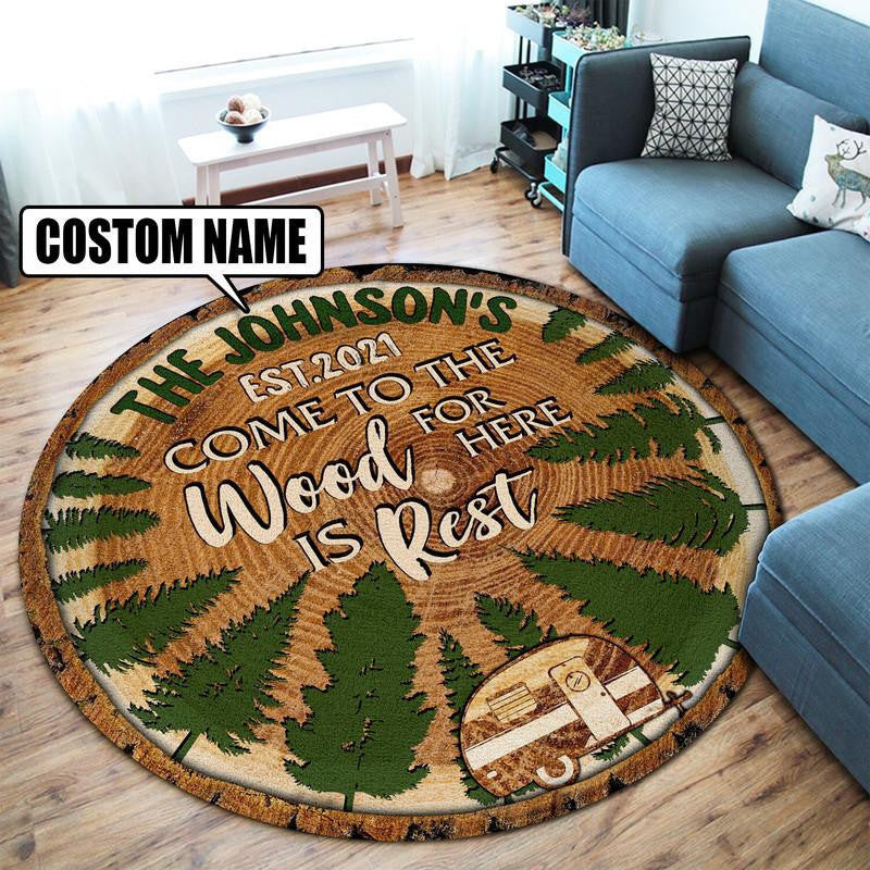 Personalized Camping Living Room Round Mat Circle Rug
