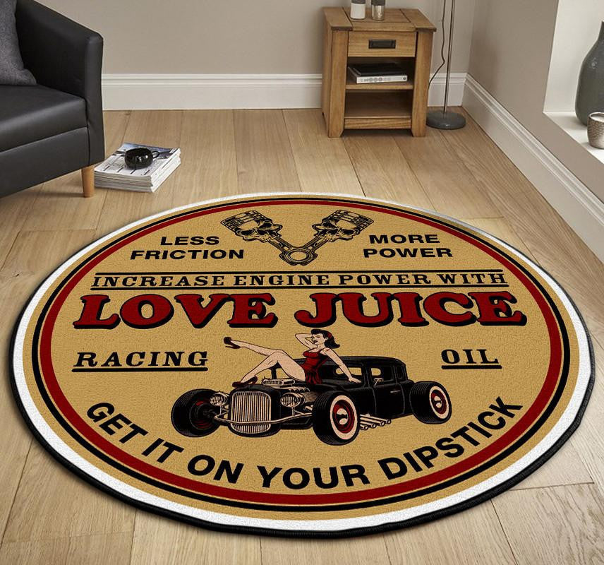 Love Juice Motor Racing Oil Round Mat Round Floor Mat Room Rugs Carpet Outdoor Rug Washable Rugs