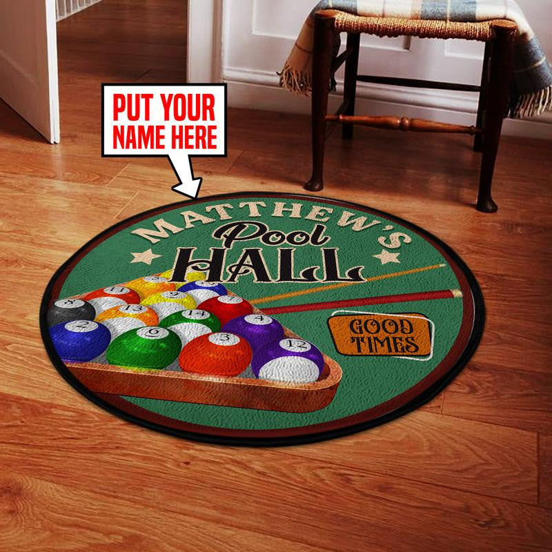 Personalized Pool Hall Round Mat Round Floor Mat Room Rugs Carpet Outdoor Rug Washable Rugs