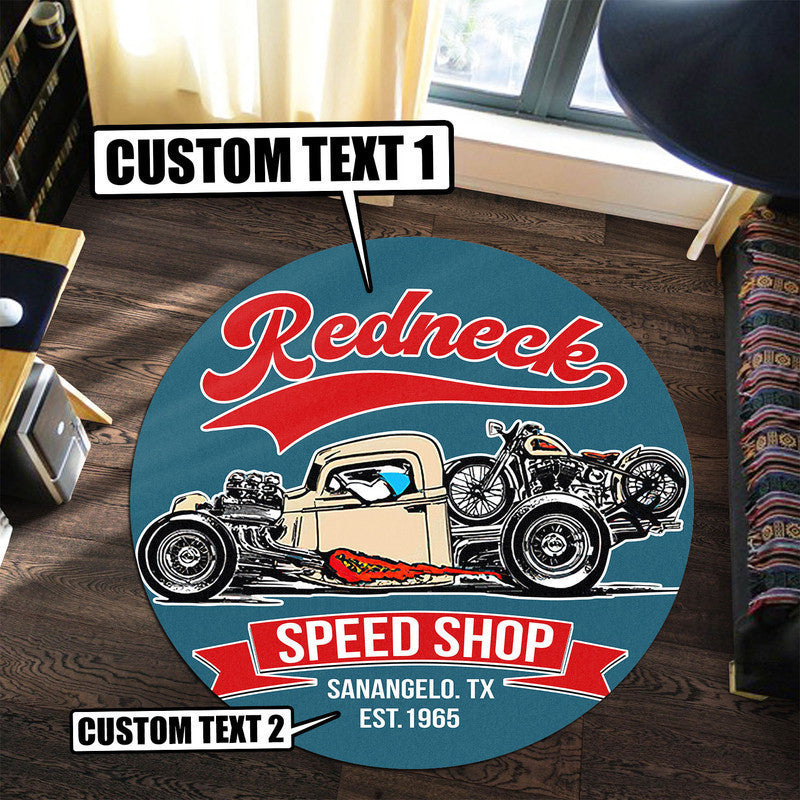 Personalized Speed Shop Round Mat Round Floor Mat Room Rugs Carpet Outdoor Rug Washable Rugs