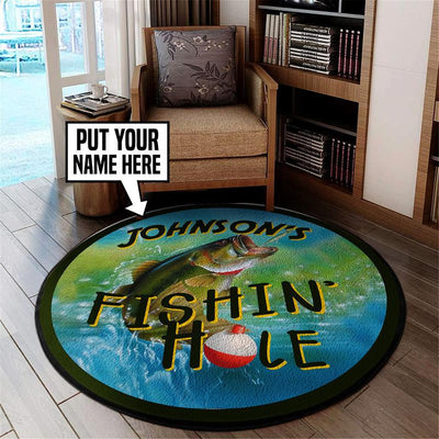 Personalized Fishing Hole Round Mat Round Floor Mat Room Rugs Carpet Outdoor Rug Washable Rugs