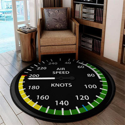 Aircraft Living Room Round Mat Circle Rug Airspeed Aviation Aircraft Indicator
