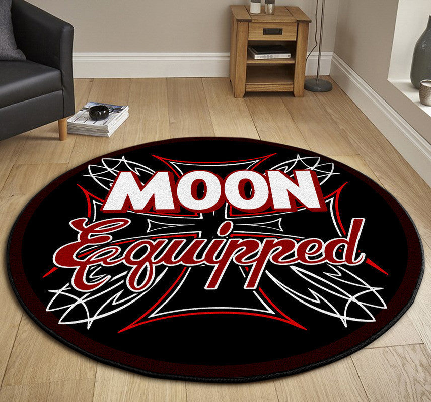 Moon Equipped Hot Rod Round Mat Round Floor Mat Room Rugs Carpet Outdoor Rug Washable Rugs