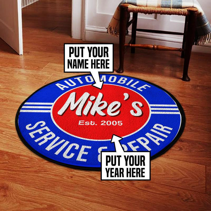 Personalized Automotive Repair Shop Living Room Round Mat Circle Rug