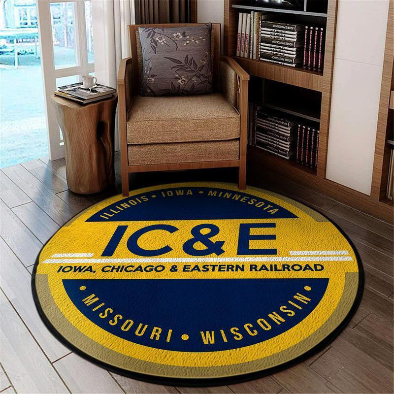 Ice Living Room Round Mat Circle Rug Ice Iowa, Chicago Eastern Railroad