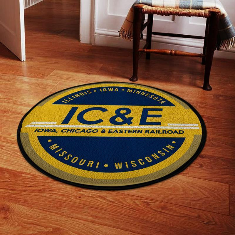 Ice Living Room Round Mat Circle Rug Ice Iowa, Chicago Eastern Railroad