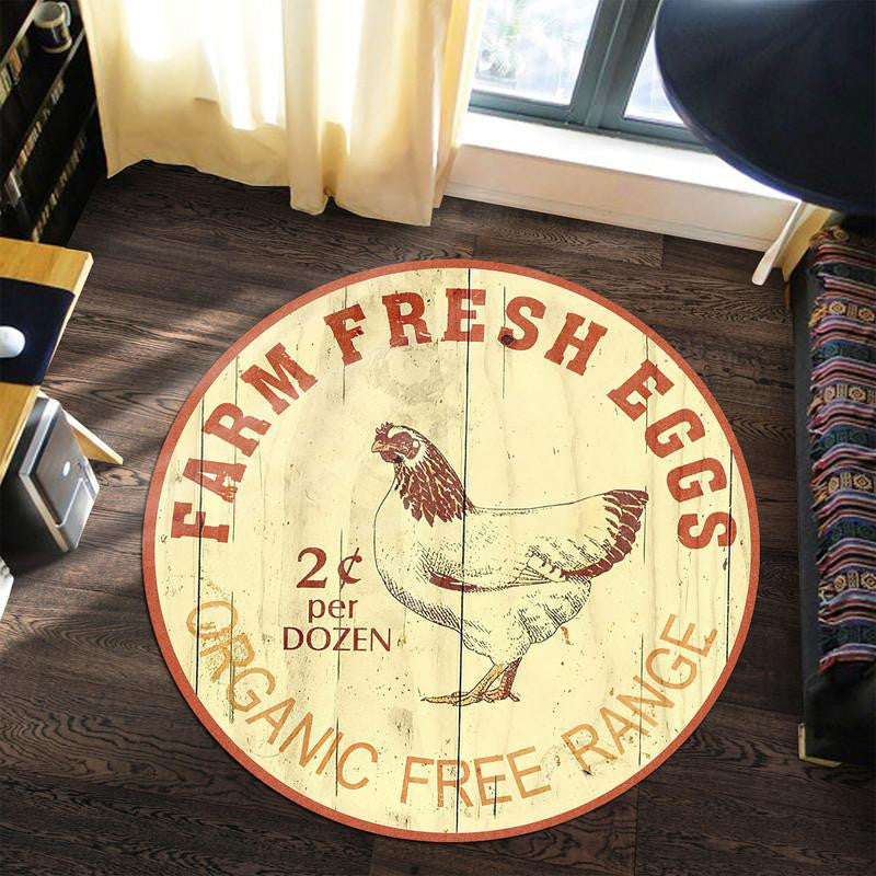 Farm Fresh Eggs Living Room Round Mat Circle Rug