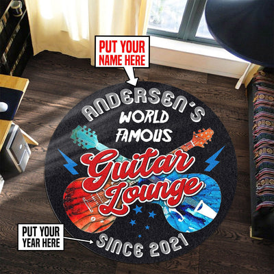 Personalized Guitar Lounge Living Room Round Mat Circle Rug