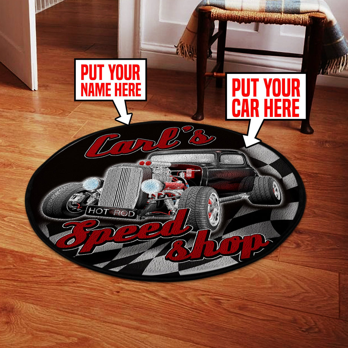 Personalized Speed Shop Round Mat Round Floor Mat Room Rugs Carpet Outdoor Rug Washable Rugs