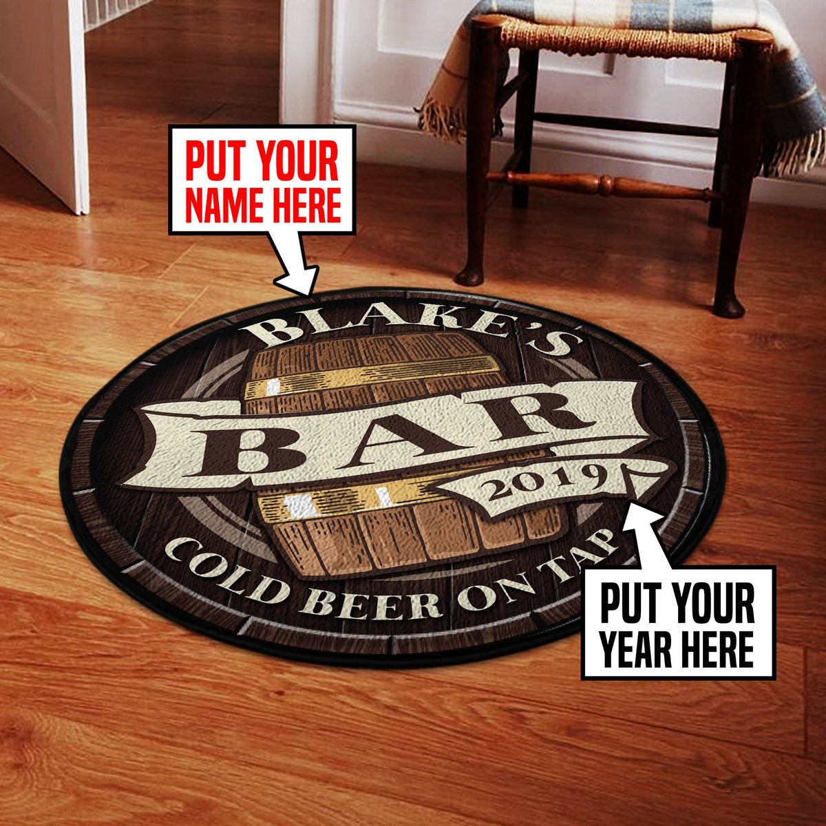 Personalized Beer Round Mat Round Floor Mat Room Rugs Carpet Outdoor Rug Washable Rugs