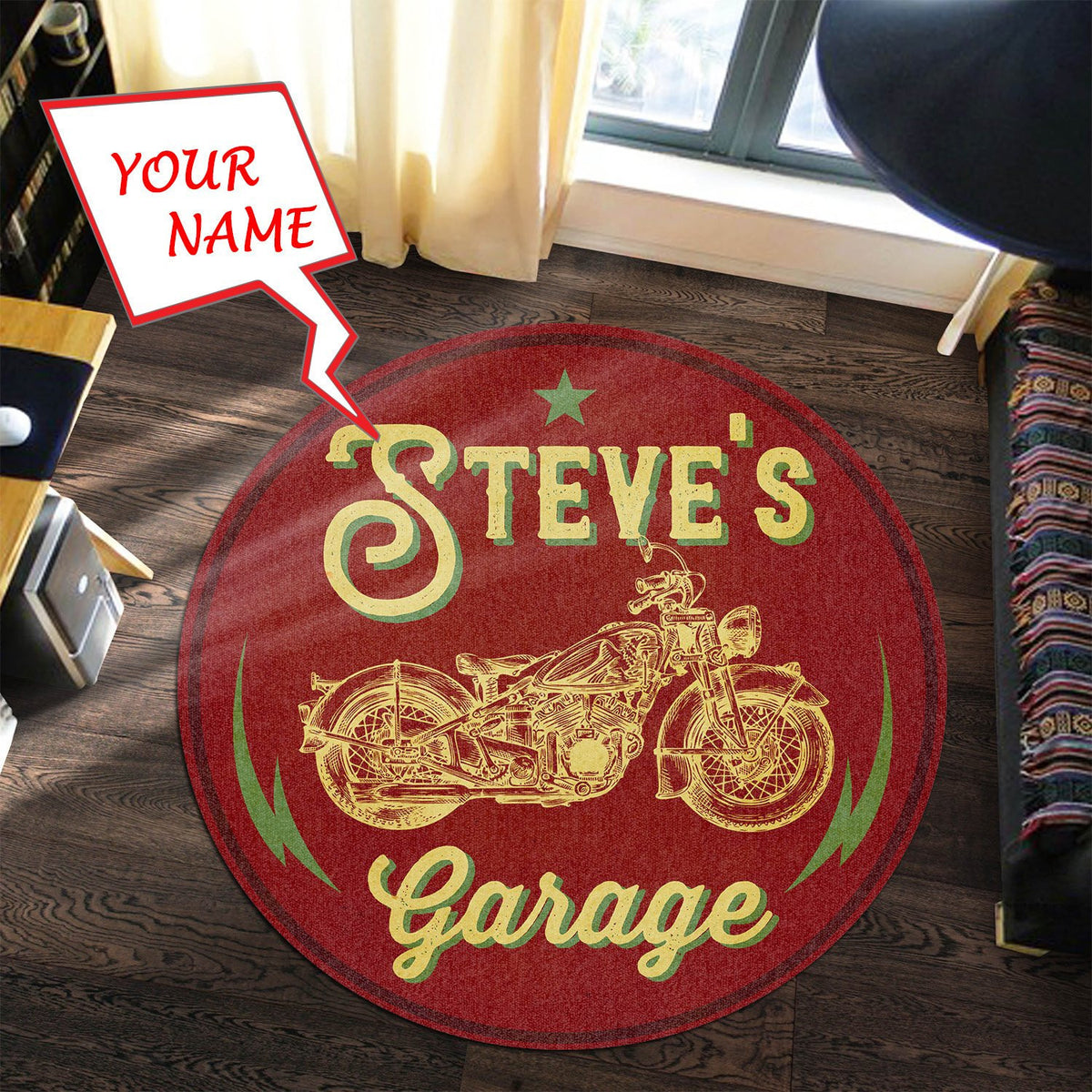 Personalized Dad's Garage Round Mat Round Floor Mat Room Rugs Carpet Outdoor Rug Washable Rugs