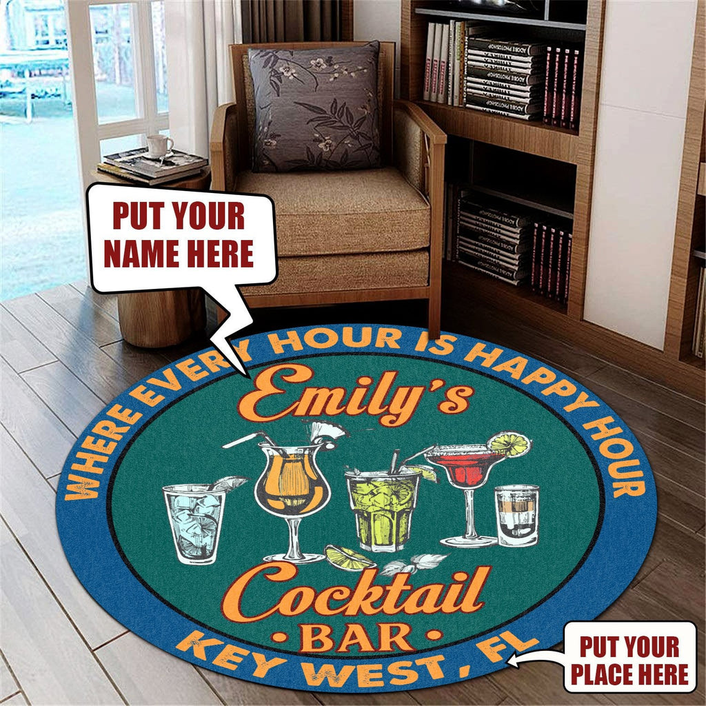 Personalized Cocktail Bar Round Mat Round Floor Mat Room Rugs Carpet Outdoor Rug Washable Rugs