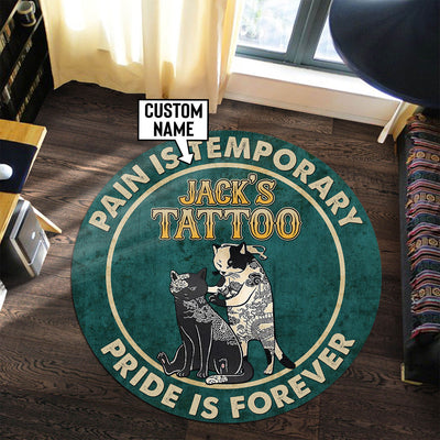 Personalized Cat Tattoo Studio Round Mat Round Floor Mat Room Rugs Carpet Outdoor Rug Washable Rugs
